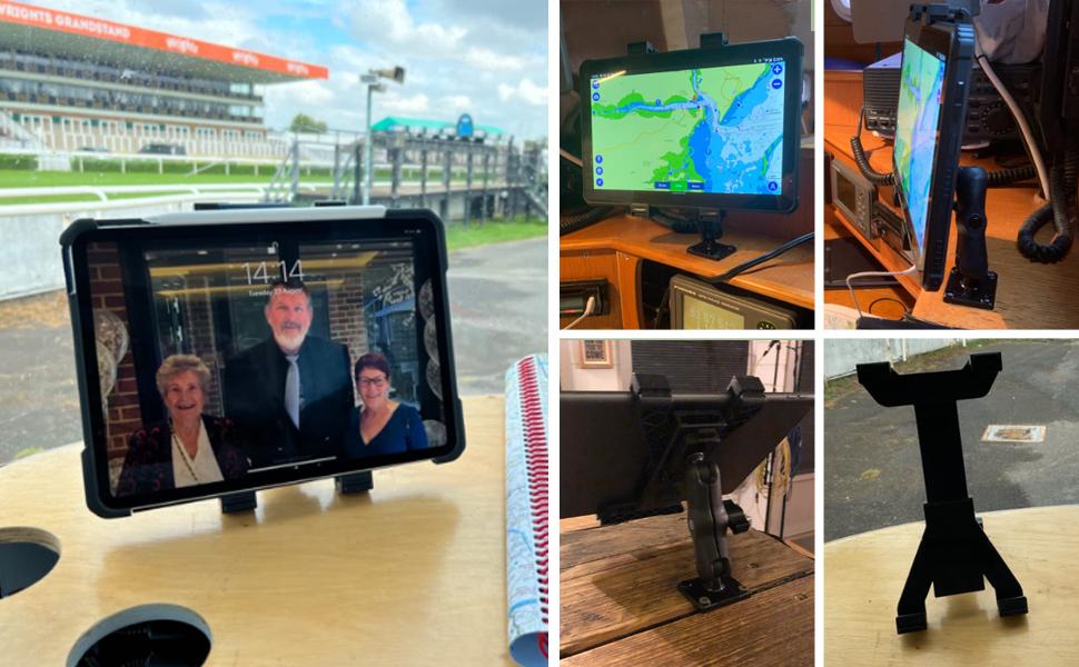 Heavy Duty Drill Base Tablet Holder for Trucks & Boats – Permanent Dashboard Mount for 7-11’’ iPad mini/Air/Pro – Anti-Shake Vibration-Free Navigation Mount for Wall, Desk, Commercial Vehicles