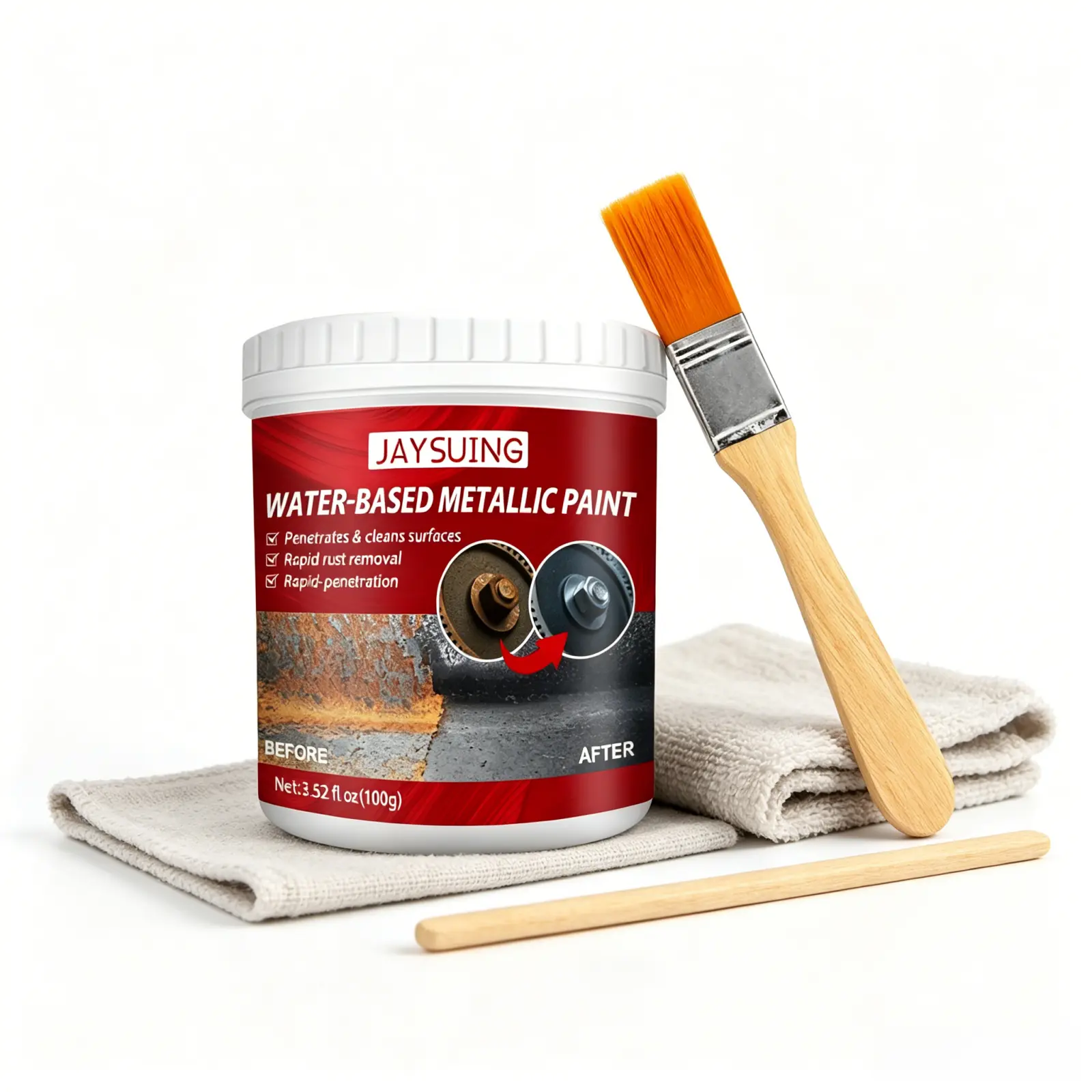 2pc 4pc Water-Based Metal Paint| Rust Remover Primer, Anti-Rust Protection, Long Lasting & Restores Shine