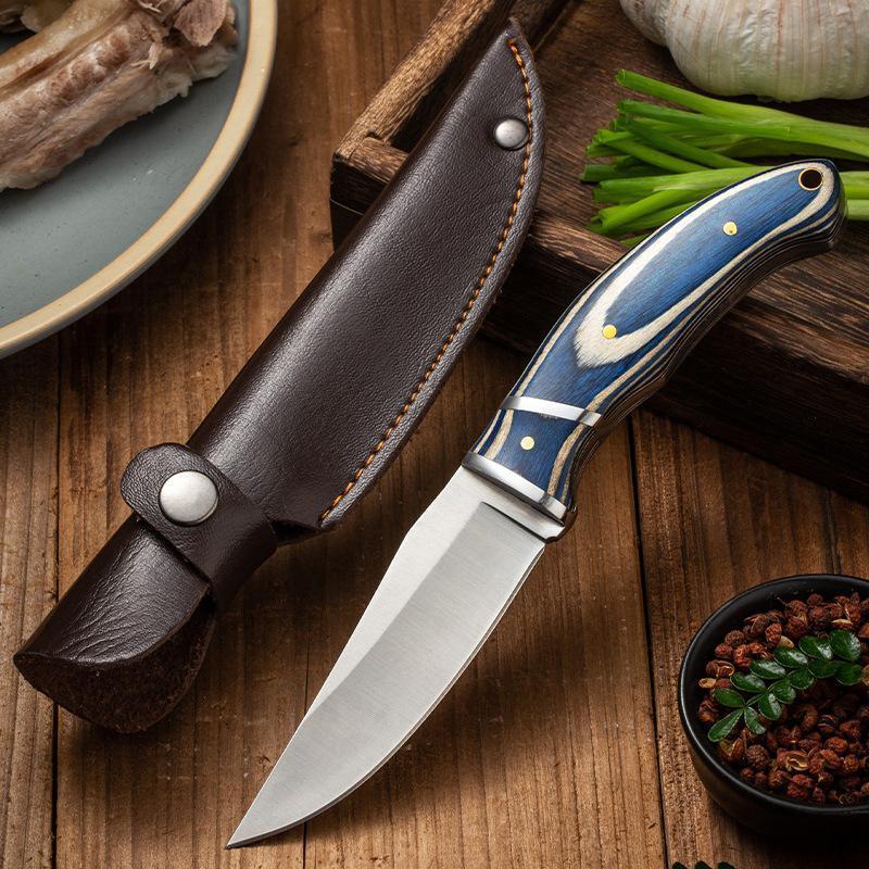 Stainless Steel Fruit Knife with Sheath, 2 Counts/set Portable Knife with Colorful Wooden Handle, Multipurpose Cutting Cooking Knife for Home Kitchen, Utensils, Kitchenware, Stainless Steel Knives