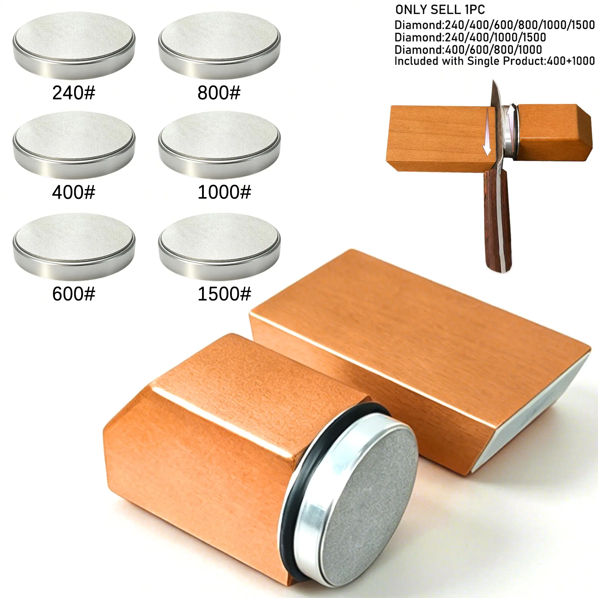 New Single Wheel Knife Sharpener Kit, Diamond Abrasives, 15° & 20° Magnetic Angle, Ideal for Kitchen Knives, Perfect Gift, Home
