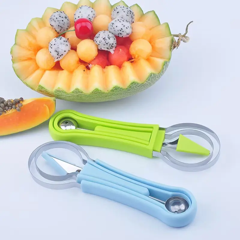 Fruit Tools Set, 3 Counts/set Stainless Steel Fruit Cutter & Strawberry Cutter & Fruit Scoop & Fruit Peeler, Fruit Tools for Home Kitchen, Utensils