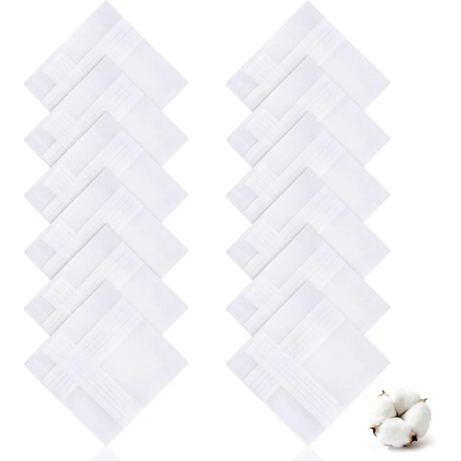 12 Pack Men's Soft Cotton Handkerchiefs, Breathable, Stylish & Reusable(Gift)