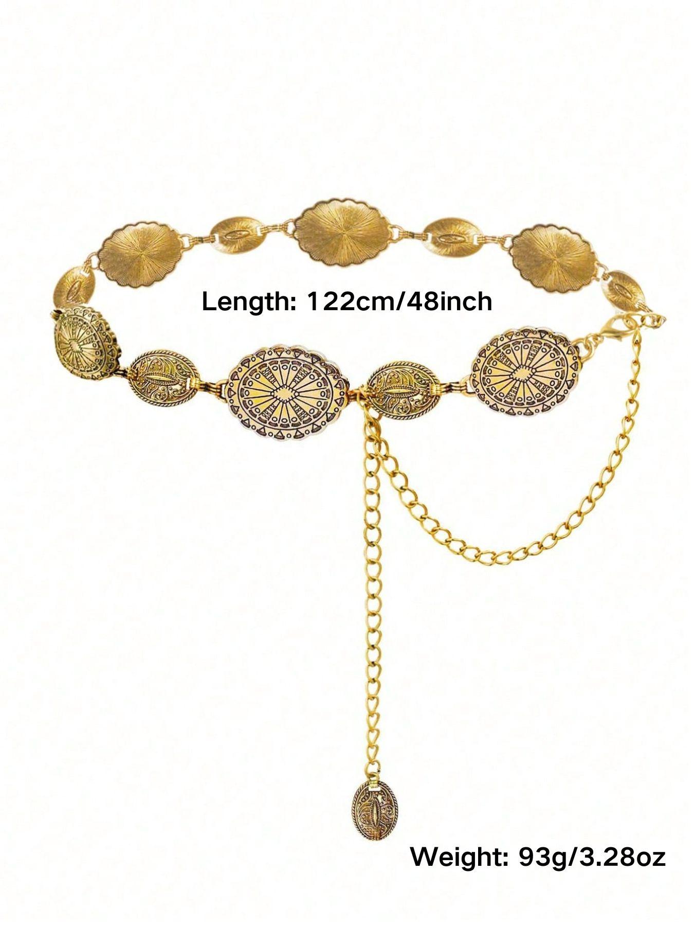 1 pc Women's Western Metal Conch Belt Cowboy Dress Chain Belt Cowboy Country Concert Clothing Accessories Waist Chain Vintage Western Belt