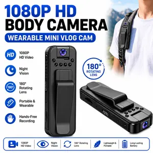 1080P HD Body Camera, Wearable Vlog Cam with Night Vision, 180°   Rotating Lens, Mini Portable Camera for Travel, Outdoor Adventures, Action Recording, Sports, Hiking & Hands-Free Vlogging