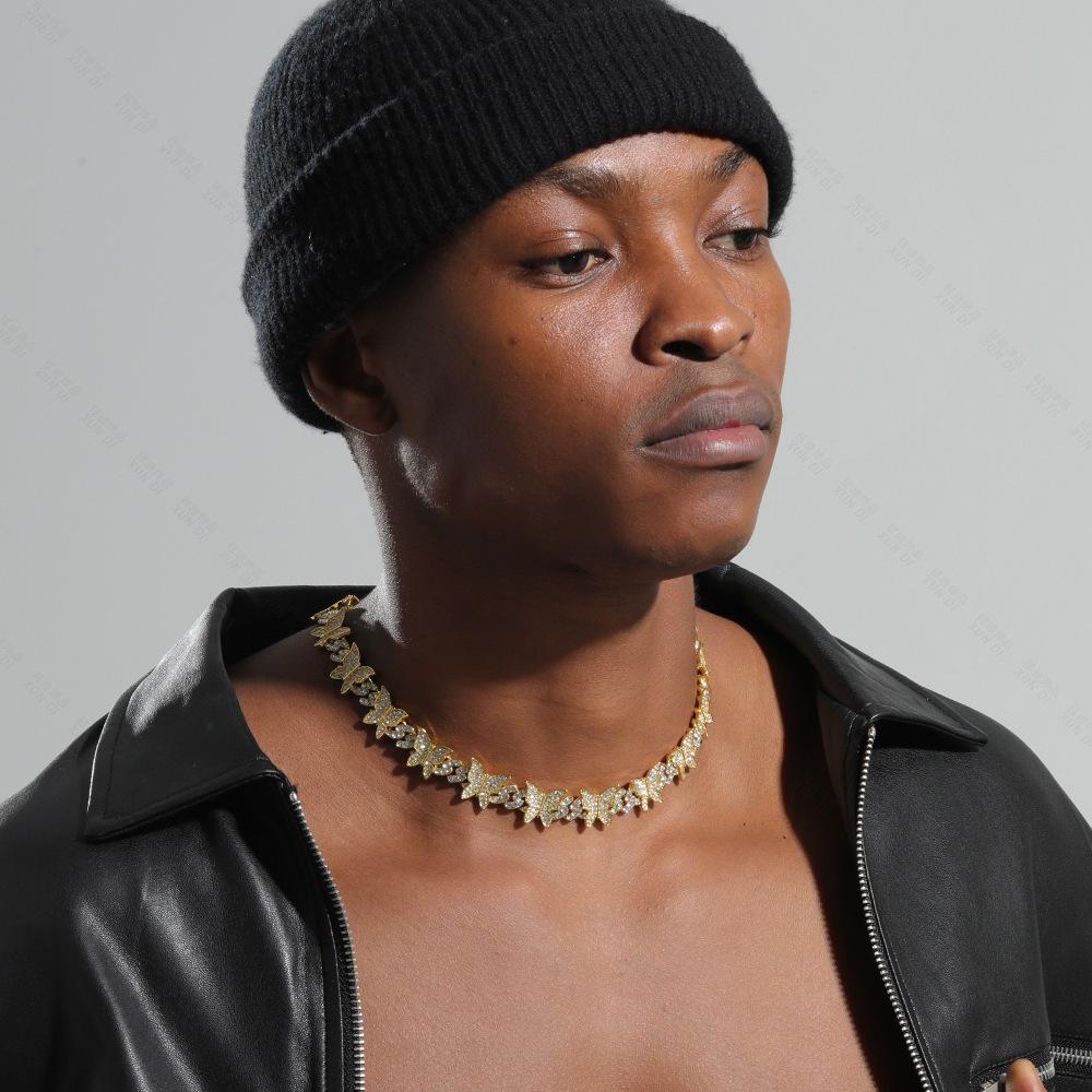 Butterfly Diamond Cuban Chain Fashionable Luxury Necklace Sweater