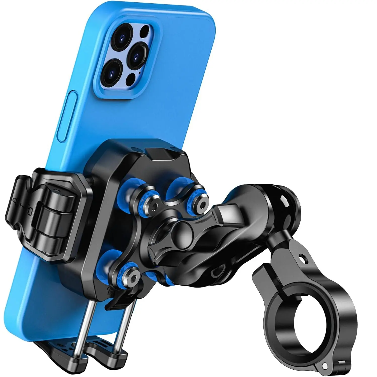 Motorcycle Phone Mount with Vibration Dampener, Anti-Theft Handlebar Cellphone Holder for Bike Bicycle Scooter ATV, [Camera Friendly] [1s Lock & Release] Adjustable Fit 5.4-7.2" Smartphones, Motorcycle Accessory