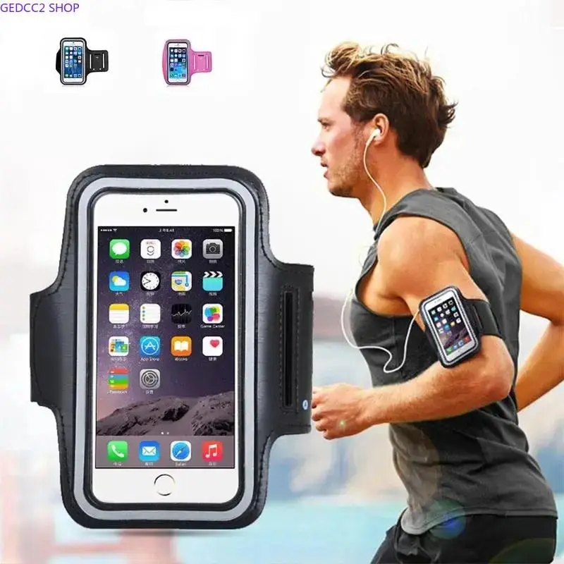 One Size Sports Running Phone Arm Bag, Touch Screen Fitness Armband with Reflective Safety Strip, Fits 4-6 Inch Smartphones, Outdoor Workout Accessory for Runners