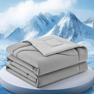Queen Size Cooling Comforter, Double-Sided Cooling Blanket for Hot Sleepers & Night Sweats, Q-Max > 0.4 Breathable Lightweight Ice Comforter, 80''x90'' Light Grey
