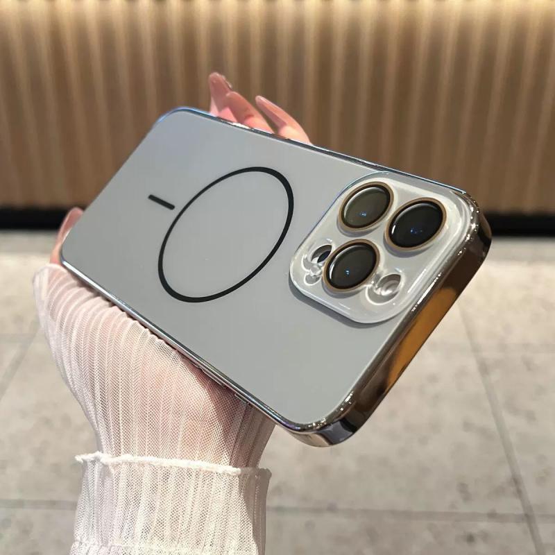 MagSafe Compatible Electroplated iPhone Case For IPhone 17/16/15/14/13/12/11 Pro Max/Pro/Plus/Air,  Full Camera Protection, TPU+PC Shockproof Phone Cover