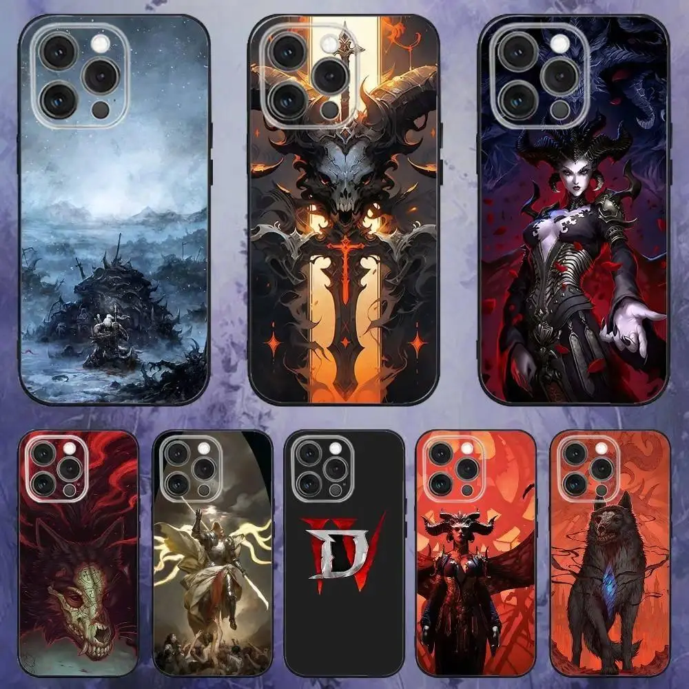 Diablo IV Game Phone Case Black Soft Box Cover For iPhone 11-17 Pro Max/Plus & Samsung Galaxy S23-S25 Gaming Protective Case