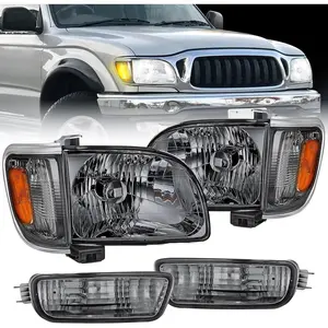 Nilight Headlight Assembly for 2001-2003 Toyota Tacoma, Waterproof Adjustable Luminous Car Lighting, Chrome Housing, Amber Reflector, Smoke Lens, Corrosion Resistant Driver & Passenger Side Replacement Headlamp