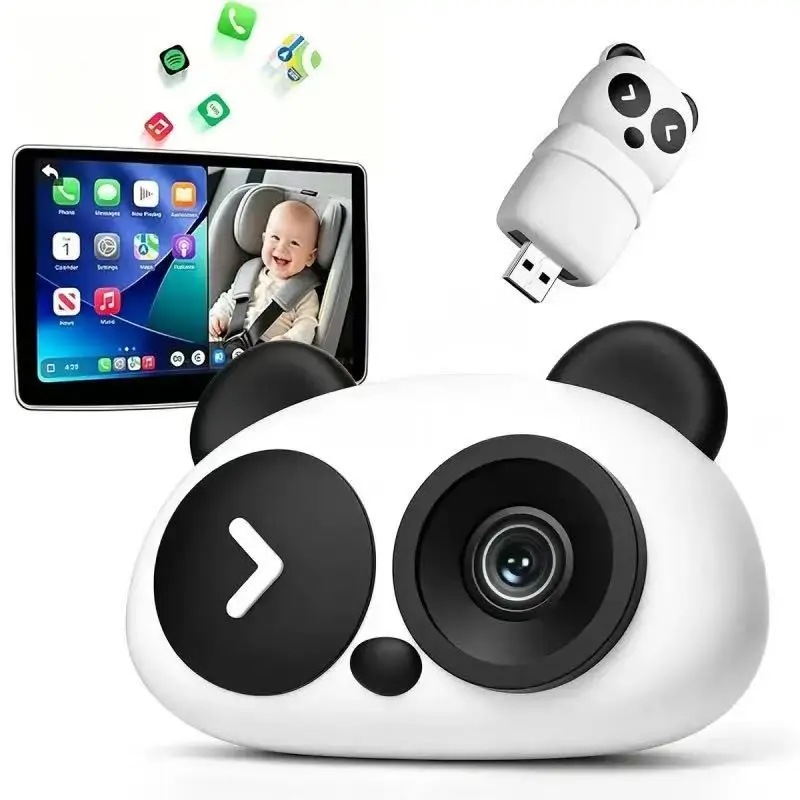 1080P HD Wireless Carplay Connectivity Baby Stroller Camera Monitor, 150° Wide Angle, Compatible with Car Displays, Split Screen Navigation, Plug-And-Play