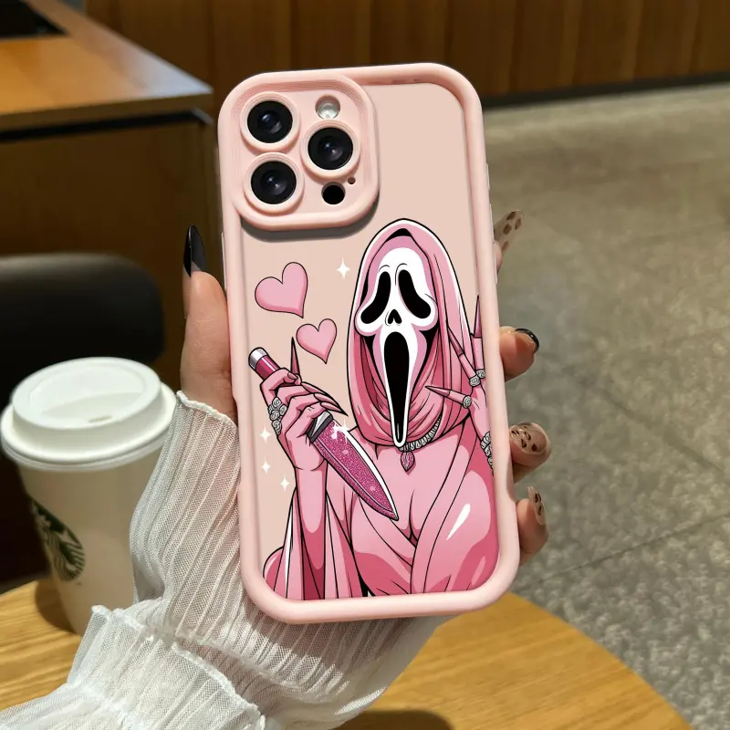 Ghost-Cute Horror Cellphone Casing & Screen Protector Set - Soft TPU Bumper, Anti-Slip Grip, Shockproof, Drop-Protection, Rugged Durable Cover for iPhone 17 Pro Max,16,15 Plus,14-11,XR,XS & Galaxy S26 Ultra,S25,S24 FE,S23-S21 (Horror Lover Gifts, JL09,P)