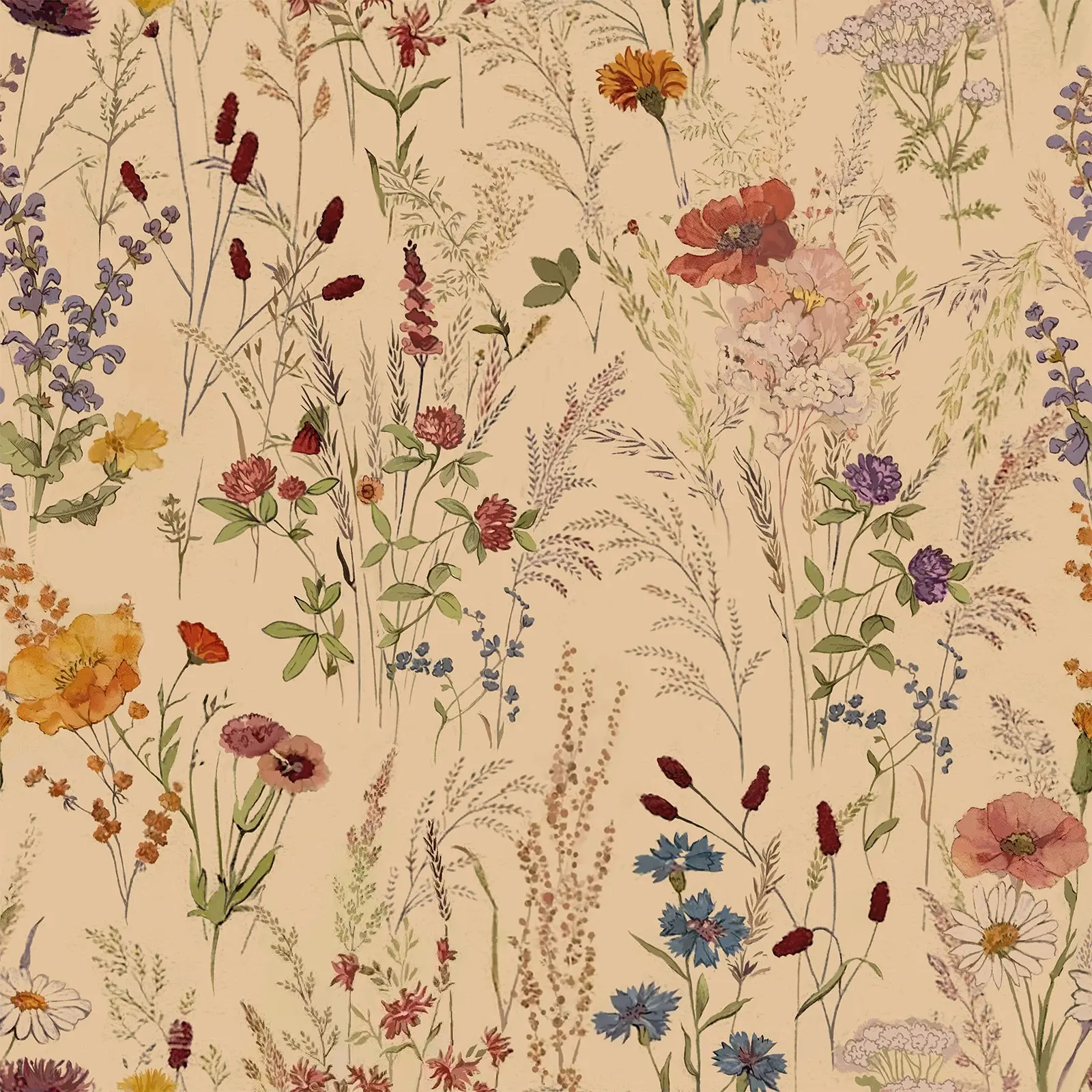 Removable Vintage Floral Peel and Stick Wallpaper Roll, Bohemian Style Pet Self-Adhesive Wallpaper, Easy Installation, Ideal for Cabinets, Living Room, Dorms, Rentals