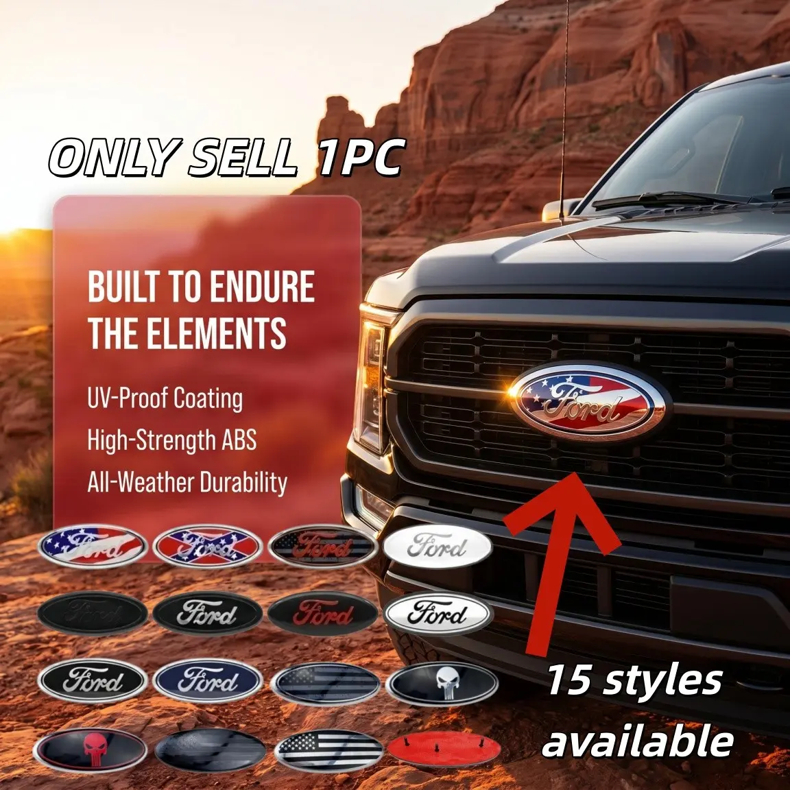 Car Front Grille Emblem Sticker, 22.5x9cm Rear Tailgate Decal Replacement Part, Fits Ford F150/f250/edge/escape/transit/fusion
