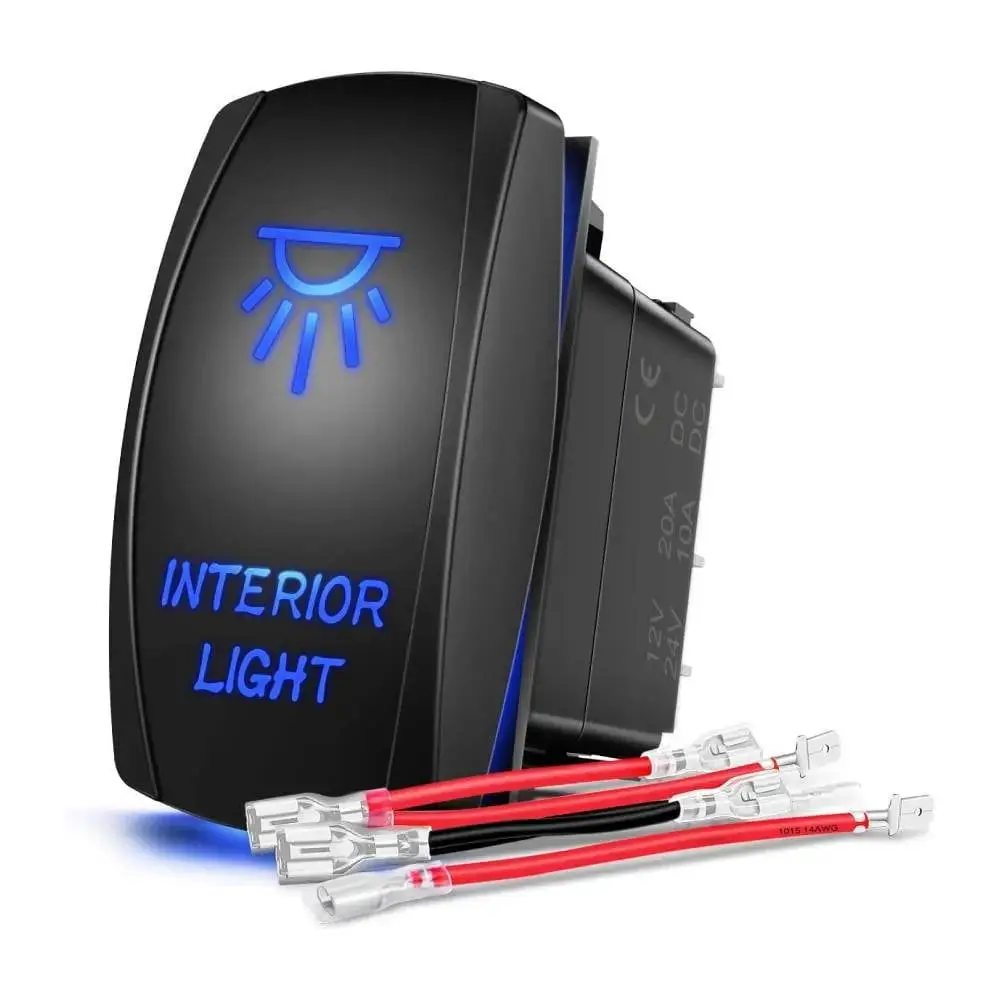 Nilight 5Pin Laser On/Off Interior Light Rocker Switch Blue, Decorated Push Button Switches, Five-Position Switch Push Button Switches