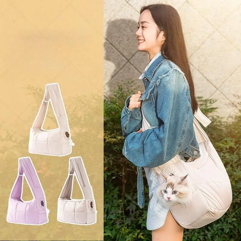 Fabric Pet Sling Carrier Bag for Small-Medium Dogs, Lightweight Breathable Hands-Free Carrying Accessory with Adjustable Strap, Hook-and-Loop Closure, Optimal Airflow for Park Walks Customized Fit