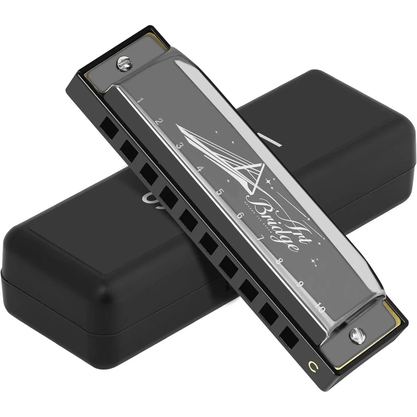 10-Hole 20-Tone Diatonic Blues Harmonica - Authentic Tone C Key Mouth Organ for Adults, Beginners, Soulful Melodies