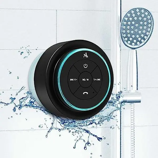 , Upgraded, Pro Shower Speaker, Certified IPX7   Speaker, with Suction Cup,  Lanyard, 8W  Sound&Rich Bass, 15H Playtime, Ideal Gifts - SoundAngel Mate(2 Gen)