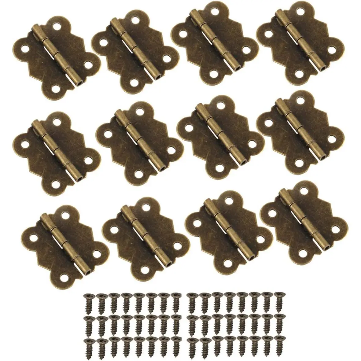 12 count  Box Hinges, Antique Bronze Small Hinges with 48 Screws | 20 x 17mm Retro  Style Butterfly Hinges for Cabinet Crafts Wooden  Box  Box