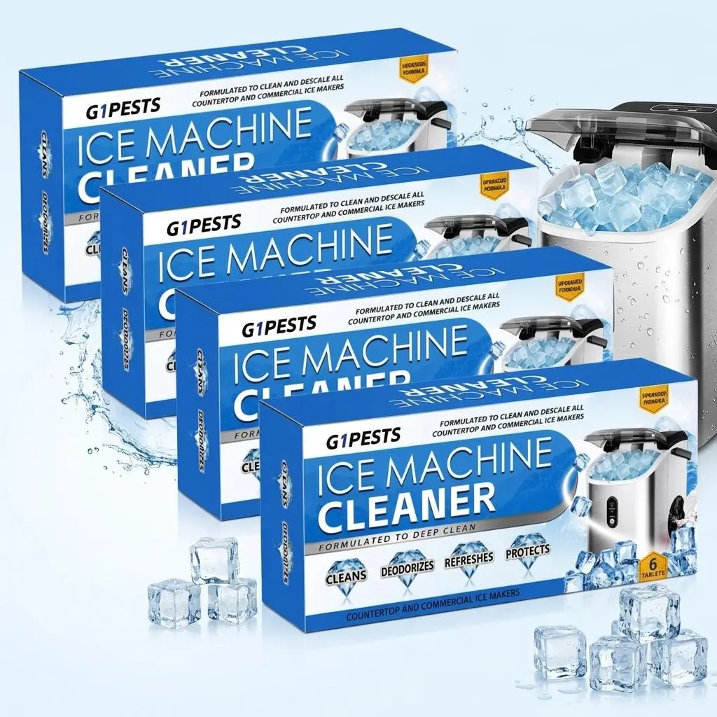 Ice Maker Cleaning Tablets (6-Pack) – Cleaning Supplies, Descaling Machine Tabs, Formulated to Remove Mineral Deposits, Limescale & Odor Remover, Gentle on Stainless Steel, Suitable for Countertop Ice Makers