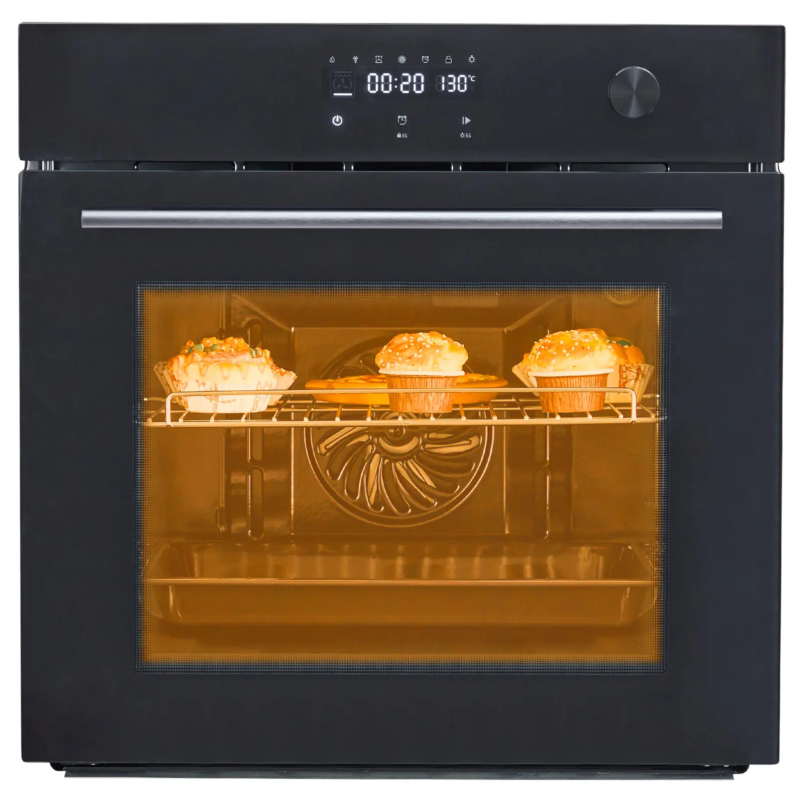 24" Built-In Electric Convection Oven, Stainless Steel Single Wall Oven with Touch Screen, 2.5 Cu Ft, 240V/60Hz 3000W, Black