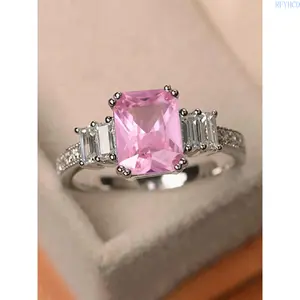 Viral Sparkly Princess Style Women Finger Jewelry, Elegant Single Stone Dainty Stackable Band, Glam Ornament for Wedding Proposal, Promise Commitment, Party Styling & Romantic Holiday Gifting