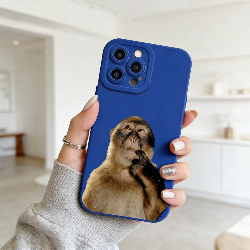 Cute Monkey Pattern Phone Case , TPU Soft Silicone , Fully Protected and Shockproof For iPhone 17 16 15 Pro Max 14 13 12 11 X Plus Air Mini Funny MEME