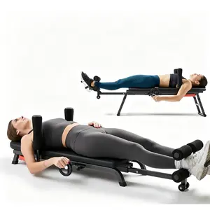 Adjustable Decompression Bench Full Body Inversion Traction Stretch Machine 400 lbs Capacity Lumbar Stretching for Flexibility Mobility Posture Support Spinal Sciatica Disc Lower Back Pain Relief Home Gym Recovery Workout Bench Equipment Comfortable
