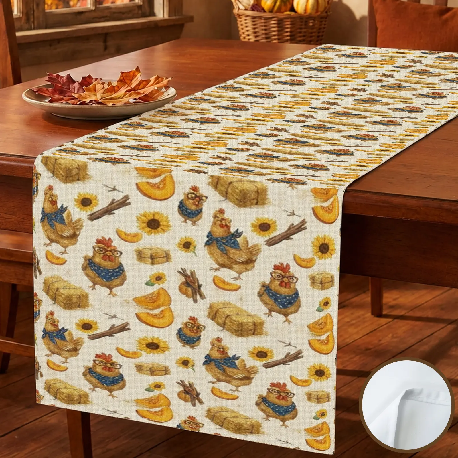 1pc Pumpkin Sunflower Harvest Table Runner, Rustic Farmhouse Style, Watercolor Style Print, for Dining Table Kitchen Decor Home Decor Thanksgiving Dinner