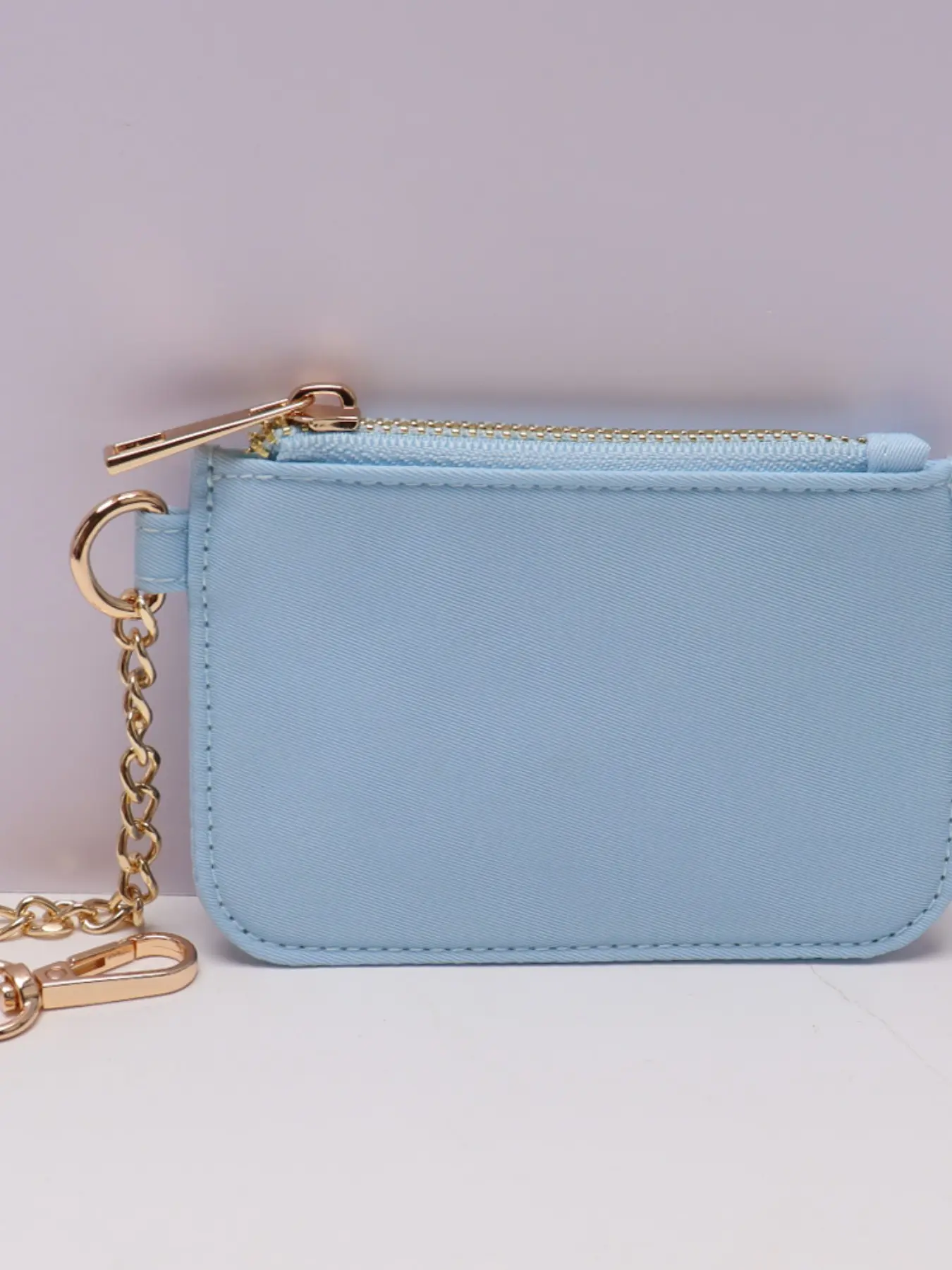 Light Blue Nylon Keychain Wallet, Waterproof Durable, Holds Keys Coins Cards, Perfect for Daily Use, Travel, Backpack Accessory