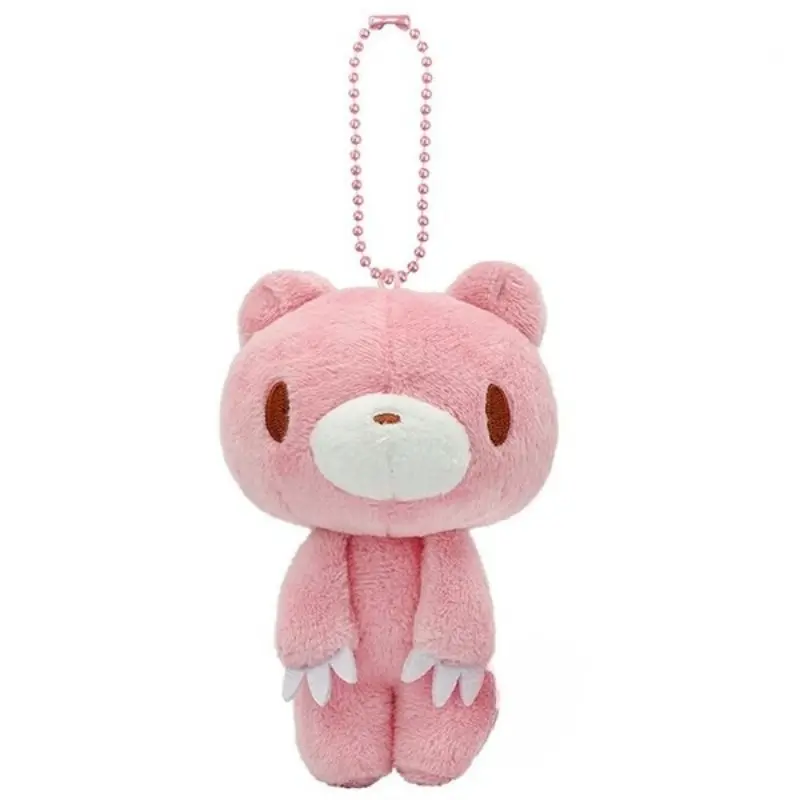 Gloomy Bear Blood Stain Mini Plush Keychain, Creepy Cute Pink Bear Horror Anime Stuffed Pendant, Gothic Aesthetic Backpack Charm Gift For Harajuku Fans