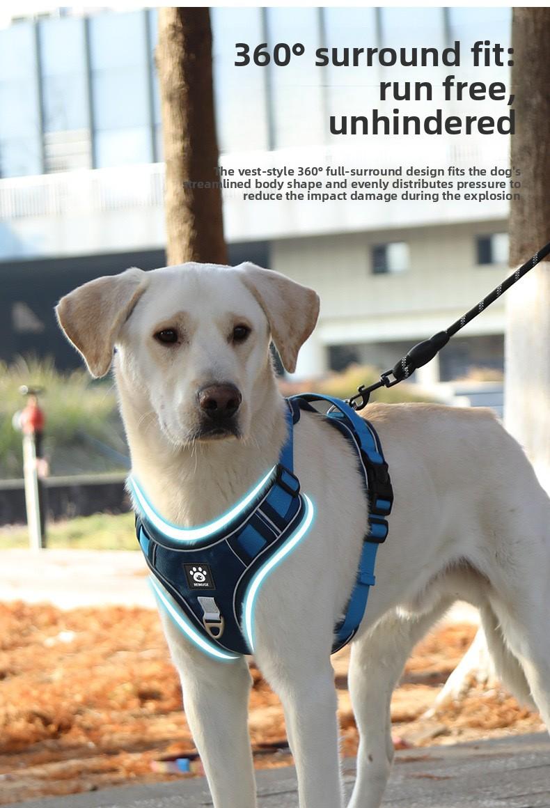 Cross-border large dog leash, anti-shock dog harness, reflective dog walking leash, vest-style collar for medium and large dogs