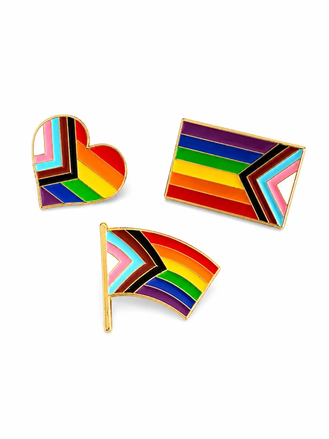 Show Your Pride Rainbow Enamel Alloy Brooch Pin Set | Heart & Flag Brooch Collection | Cute LGBTQ Backpack Accessory Gift
