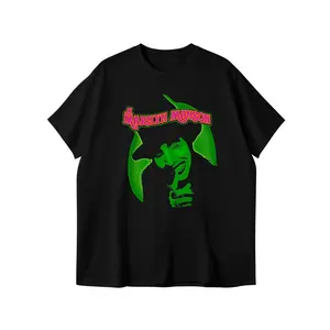 Menswear Round Neck Vintage Cotton Black Short-Sleeve Graphic Print T-Shirt - Marilyn Manson "Smells Like Children" Design, Fashion Fit Classic Streetwear, Finished Hem Casual Loose Top for Hats, Bottoms Pairing