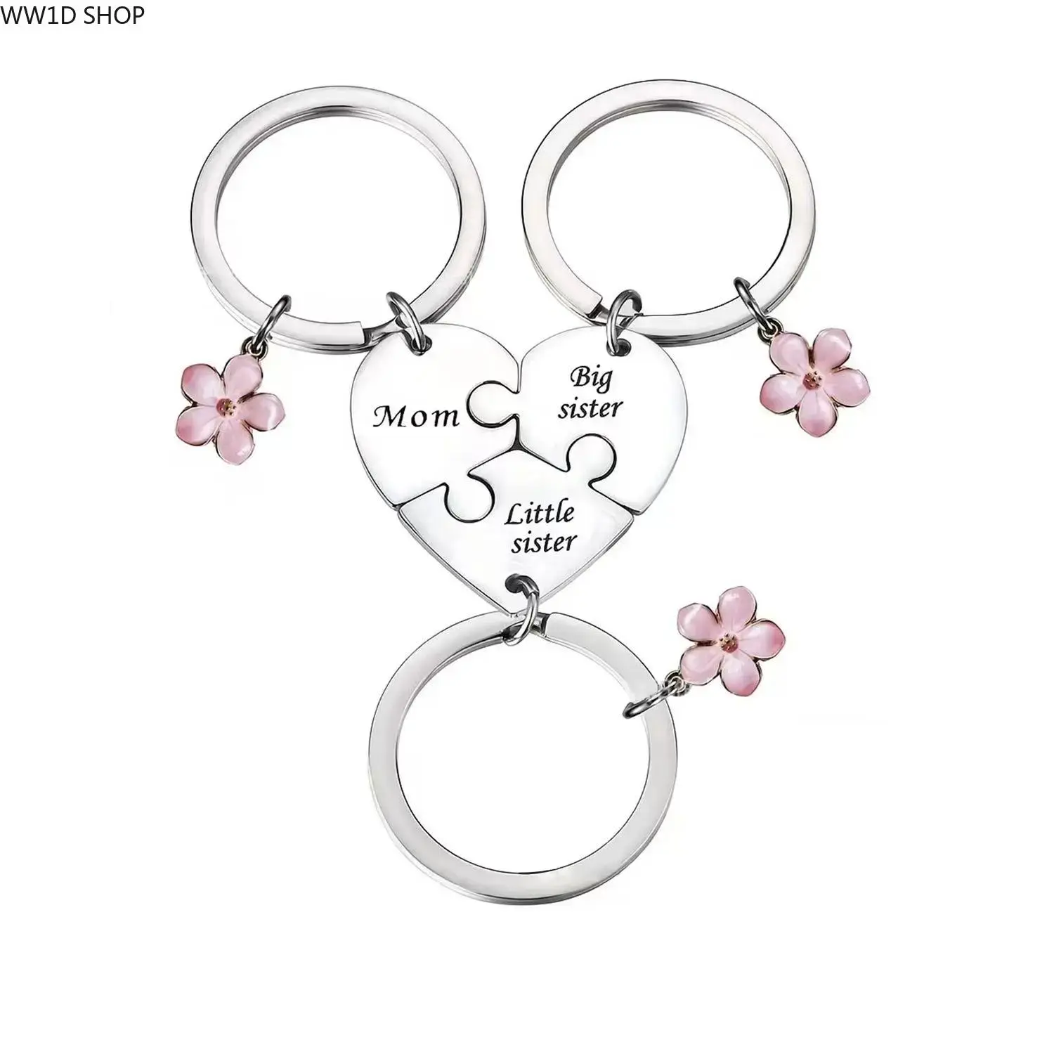 Women's Stainless Steel Casual Heart Motif Keychains Set (3pcs) - Custom Engraving Mom-Themed Pendants with Personalized Message for Keys, Bags, Matching Heart Pendant, Personalized Message Accessory, Family, Multipack, Custom Message, Set Of 3