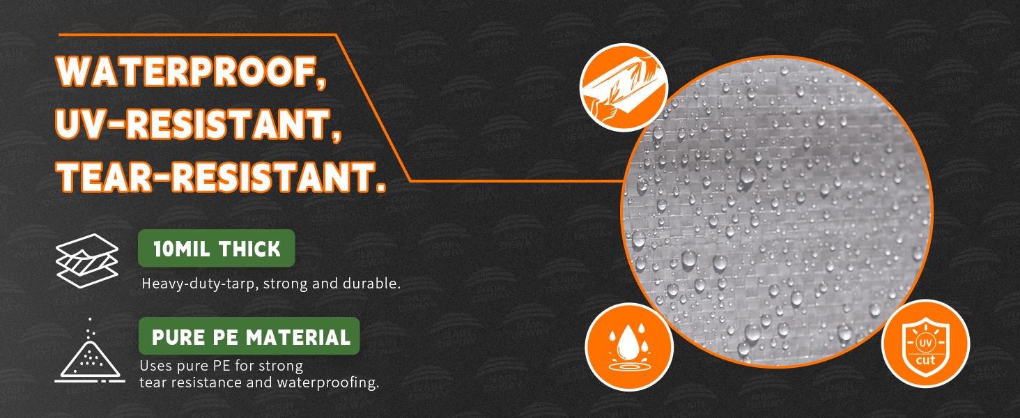 Tarps Heavy Duty Waterproof 6x8 Feet, 10Mil Multipurpose Small Tarp Cover with Metal Grommets and Reinforced Edges, Silver/Brown Tarp by RAINDEWAY