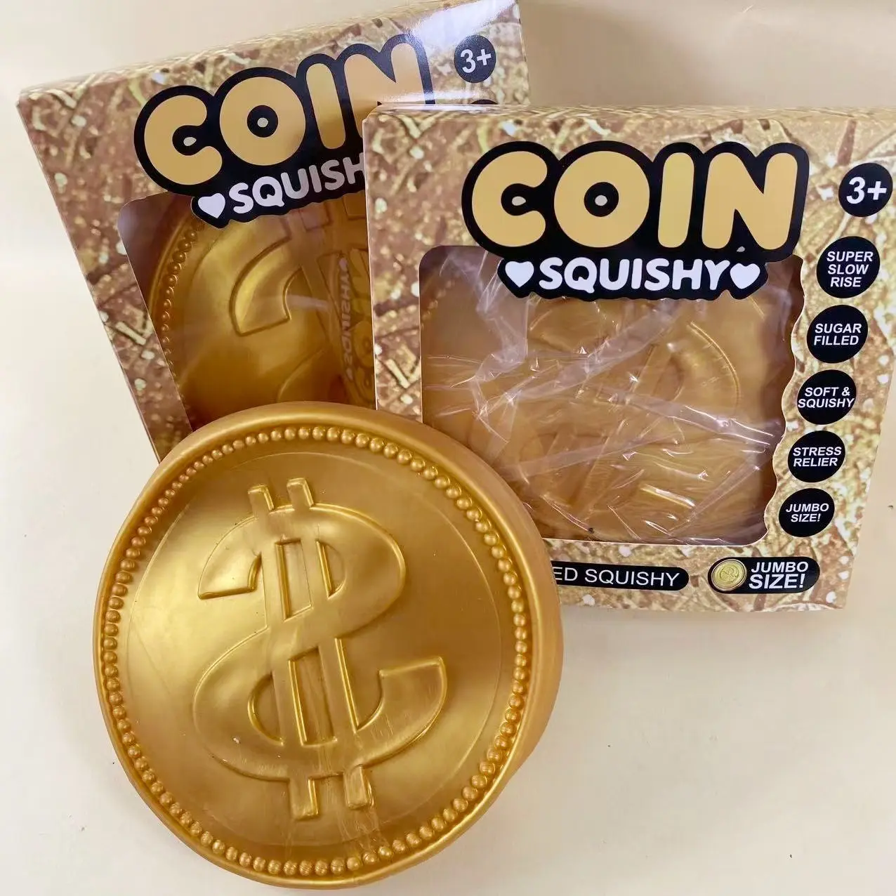 Simulation Dollar Stress Relief Toy, Large Gold Coin Soft Rebound Fortune Toy, Healing Soft Pressure Relief Tool, Non-Edible Child Hand Mold Toy