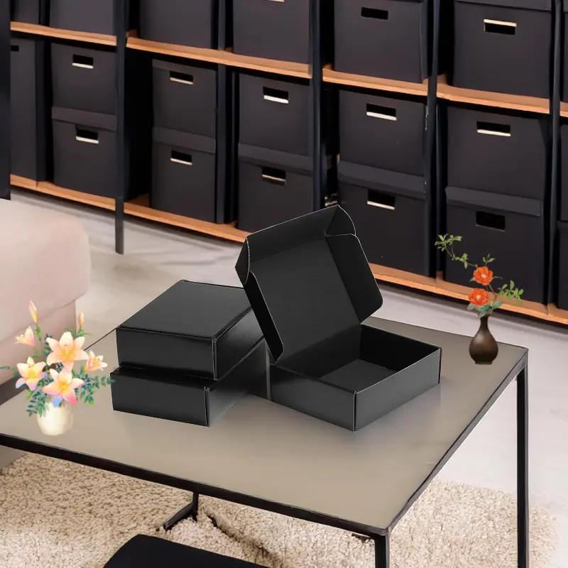 50 black shipping boxes with dimensions of 15x10x4 centimeters/5.91x3.94x1.57 inches, used for packaging corrugated cardboard boxes, suitable for commercial use and gift box mailing
