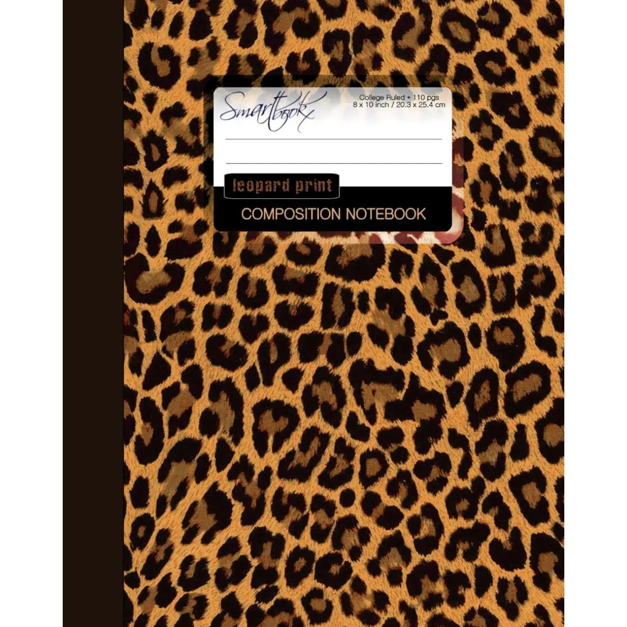 Leopard Print A4 Width Composition Notebook - Bound, Large, College Ruled, 110 Thick Numbered Pages, Office Stationery Writing Journal for Students, Paperback