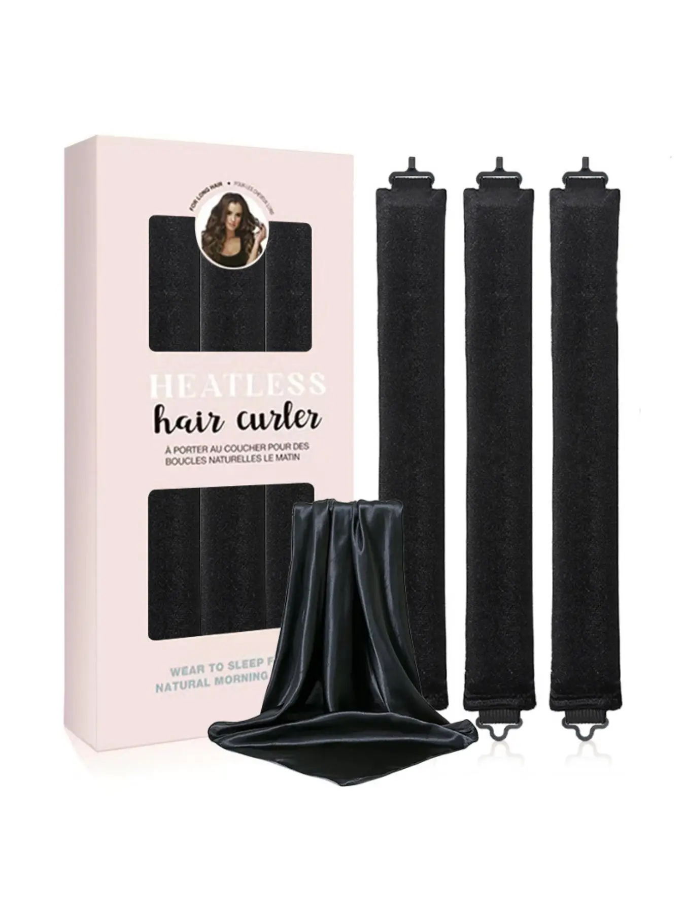 3-Pack No-Heat Curling Rods with Satin Hair Curling Scarf, Lazy Overnight Soft Hair Curlers, Damage-Free Hair Styling Tool