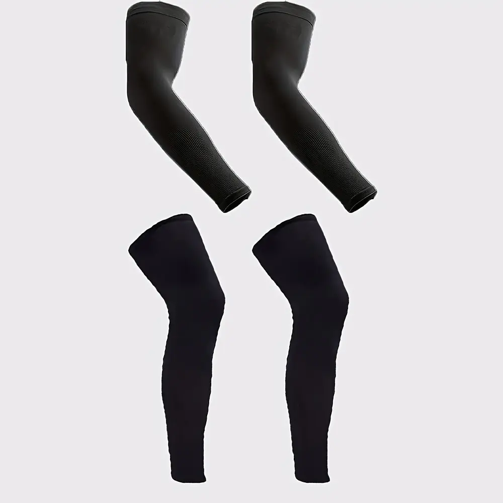 Ice Silk Elastic Set (two Arm Sleeves, Two Leg Socks), Lightweight Comfort, Unisex, Ideal for Outdoor Sports, Cool Summer Experience