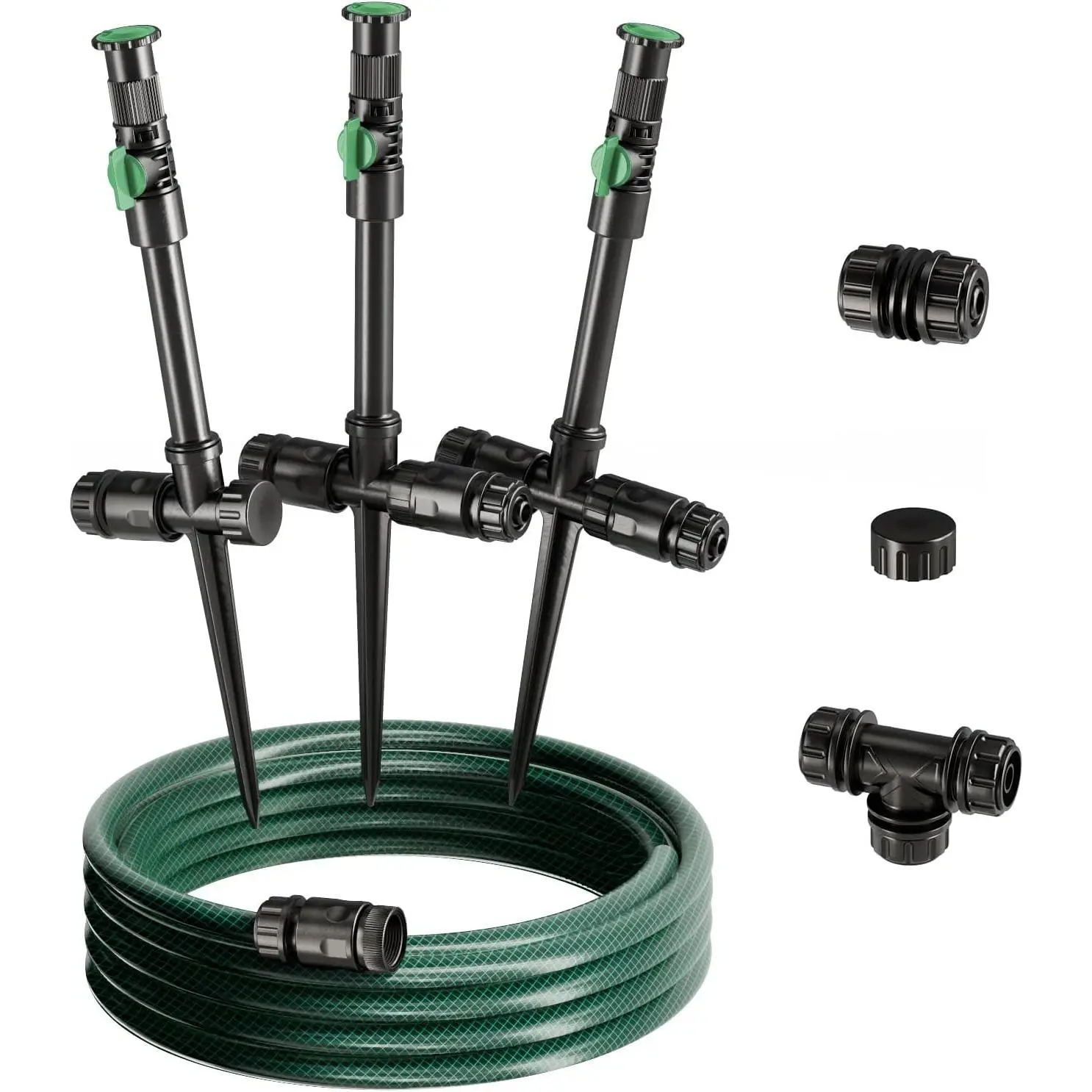 Flexible Sprinkler System, Above Ground DIY Irrigation Kit, Multi-Adjustable Lawn Sprinkler Set, Ideal for Plant and Flower Bed Watering, 30ft Garden Hose Included