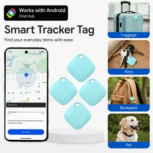 4-Pack Smart Tag for Android, Wireless Anti-Lost Item Locator, Compatible with Android Find HUB APP, for Keys, Wallets, Backpacks, Tablets
