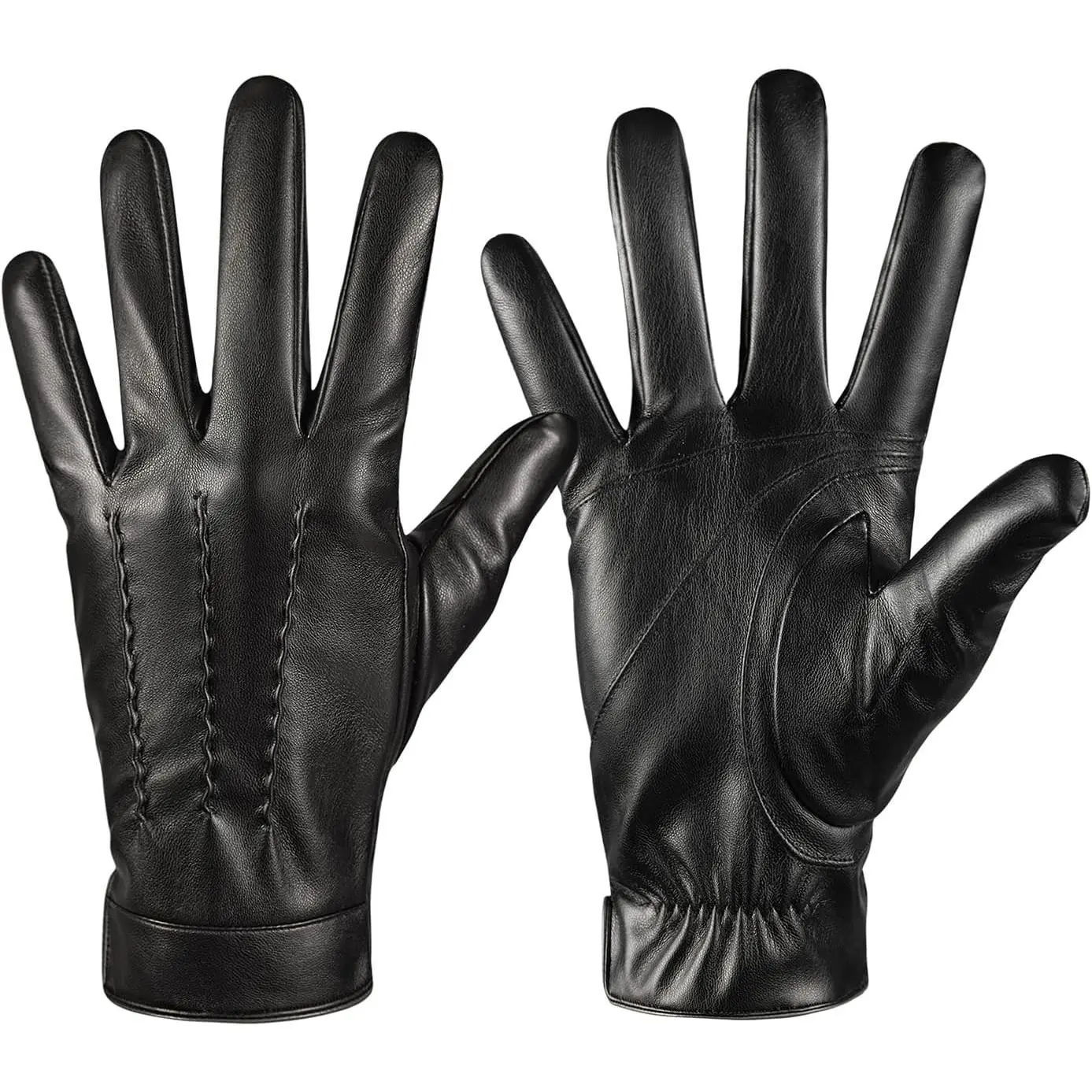 Winter Leather Gloves for Men,Touchscreen Snow Driving Gloves with Cashmere Lining for Motorcycle Driving Riding…(Gift)