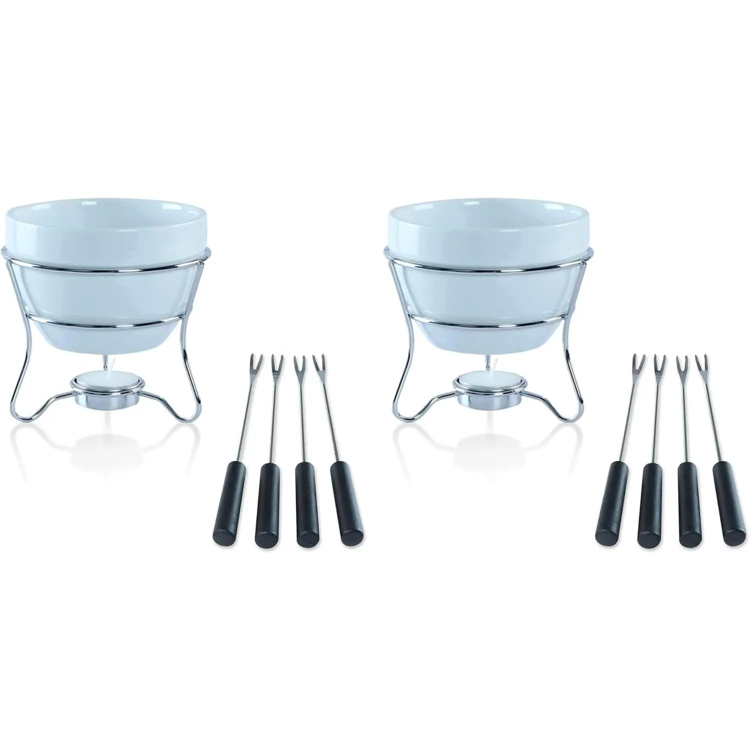 Chocolate Fondue Pot Butter Warmer Bowl Set with 4 Dipping Forks & Tea Light Holder, Perfect for Melted Chocolate & Cheese Serving, Ideal Valentines Day Gift Fondue Set