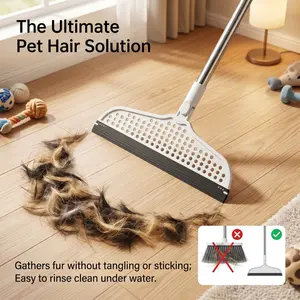 Silicone Floor Scraper Glass Cleaner Tool, Durable Stainless Steel Handle, Ideal for Bathroom, Living Room, Kitchen, Hair Removal, Floor Squeegee