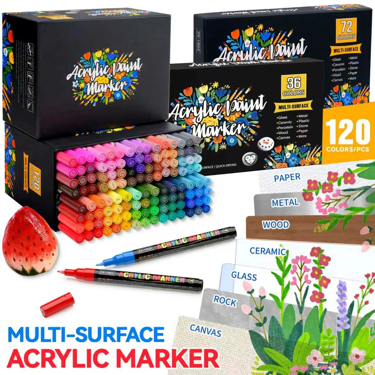 Valve Marker Pens 36 Colors/72 Colors/120 Colors, Drawing Doodle Model DIY Anime Art Student Painting Non-Bleed Colored Markers, School Supplies