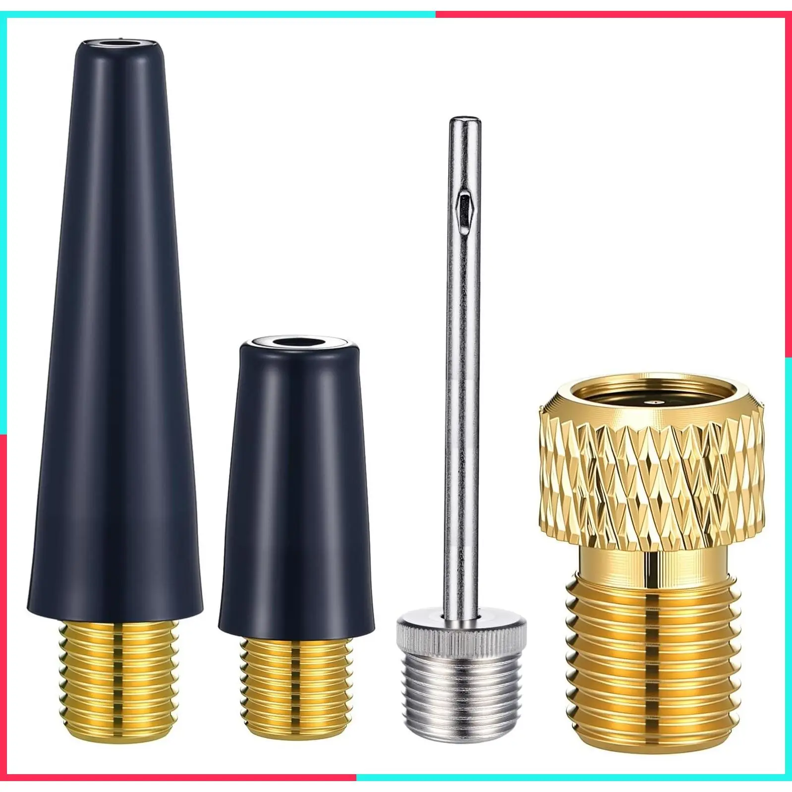 4-Pack Ball Pump Needle Kit with Nozzle Adapter, Metal Tip Inflation Needles for Basketball Soccer Football