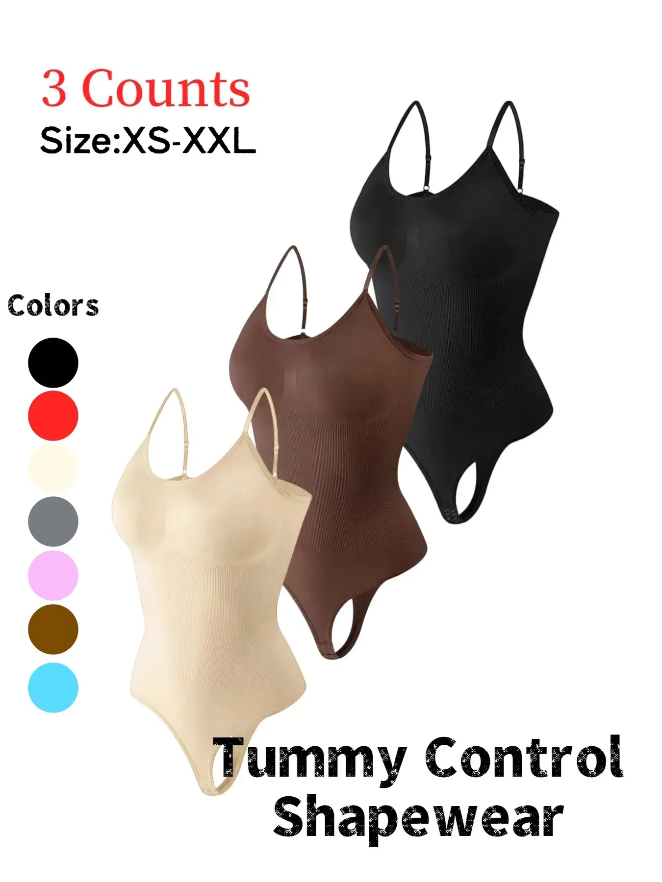 Women's Solid Color Open Crotch Design Shapewear Bodysuit, Adjustable Strap Tummy Control Shaper, Women's Shapewear for Daily Wear, Compression